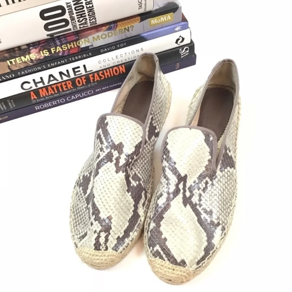 Elyse Walker Flats Blair Espadrille Snake Slip On Shoes